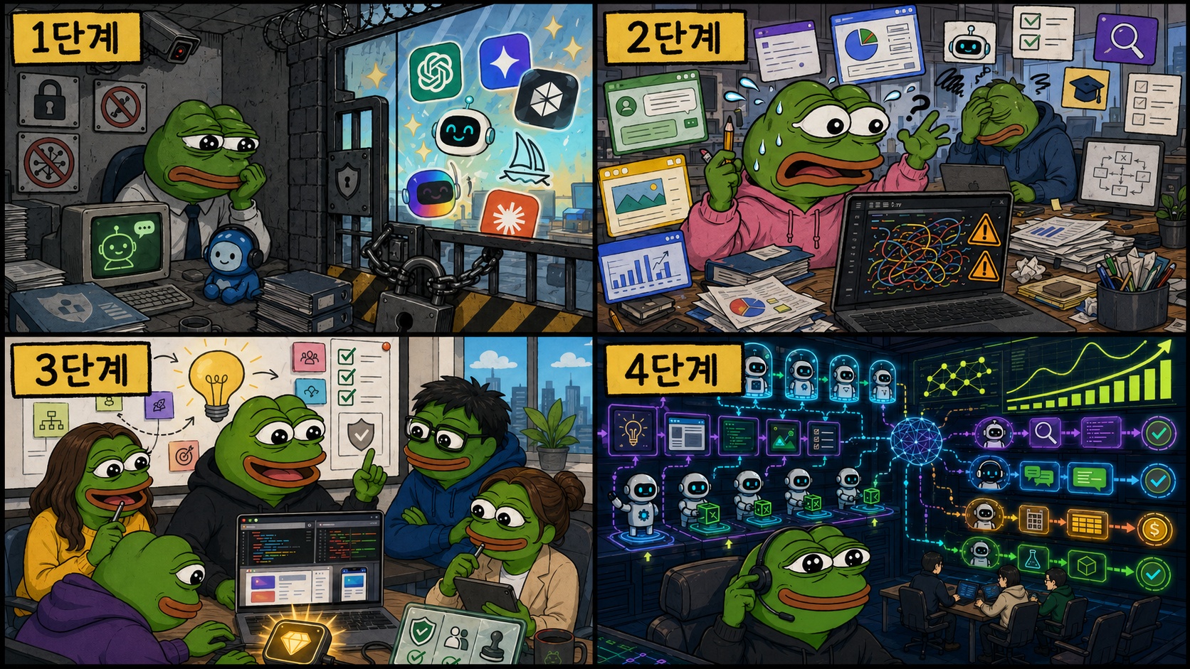 회사의 AI 도입 4단계 - 현재 상황부터 직원 반응, 해결 방안까지